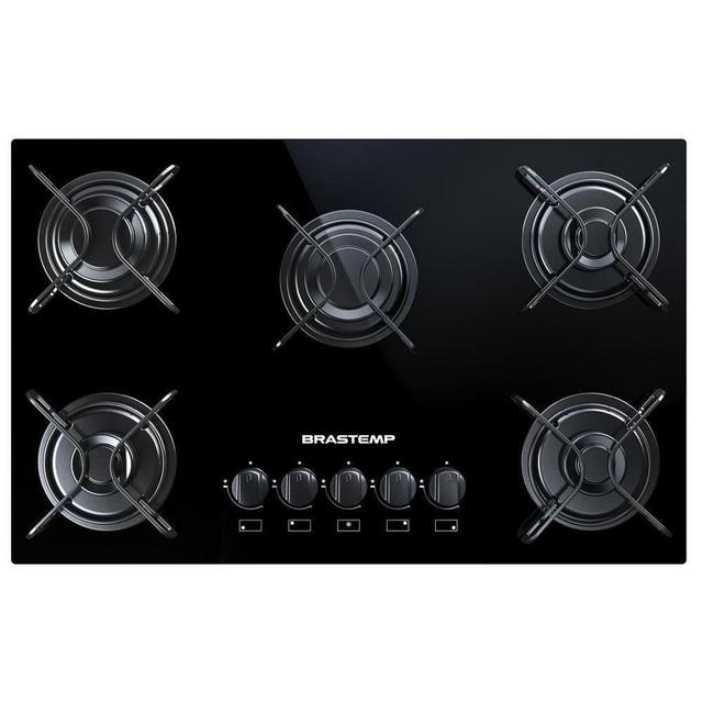 Cooktop Brastemp 5 Bocas com Grades Piatina e Acendimento Automático Preto BDD75AE – Bivolt - Bivolt